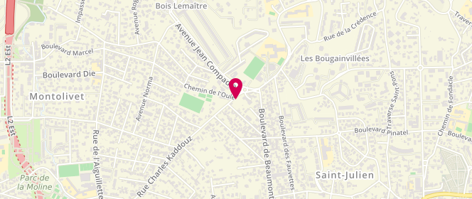 Plan de Piscine municipale Beaumont Bombardière, 222 Rue Charles Kaddouz, 13012 Marseille