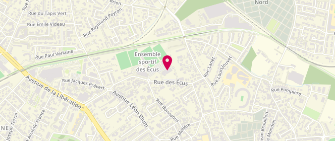 Plan de Piscine municipale, 82 Rue des Écus, 33110 Le Bouscat