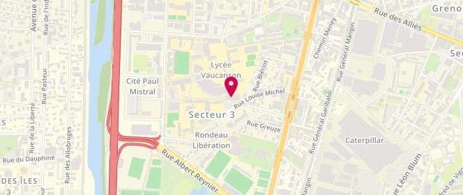 Plan de Piscine Vaucanson, 24 Rue Louise Michel, 38100 Grenoble