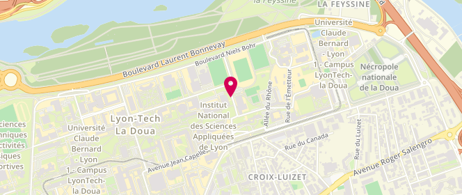 Plan de Piscine inter-universitaire de la Doua, Rue des Sports, 69100 Villeurbanne