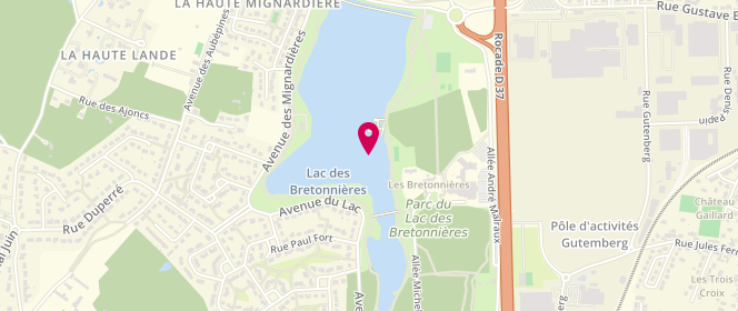 Plan de Aire de baignade du Lac des Bretonnières, Lac des Bretonnières, 37300 Joué-lès-Tours