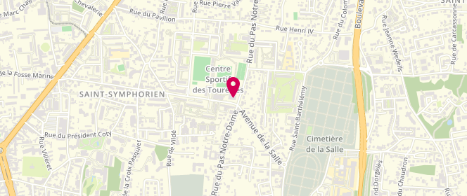 Plan de Piscine municipale des Tourettes, 60, Rue du Pas Notre Dame, 37100 Tours