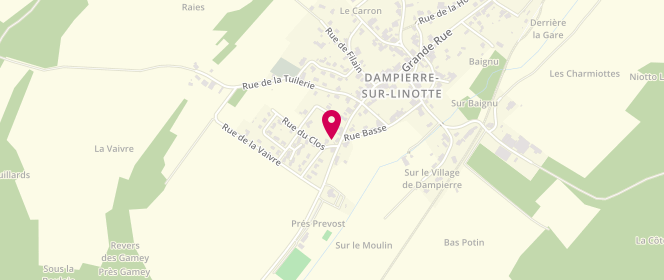 Plan de Complexe Aquatique de la Linotte, Rue Clos, 70230 Dampierre-sur-Linotte