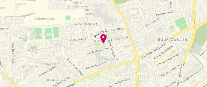 Plan de Piscine de Bourtzwiller, 28 Rue Saint Georges, 68200 Mulhouse