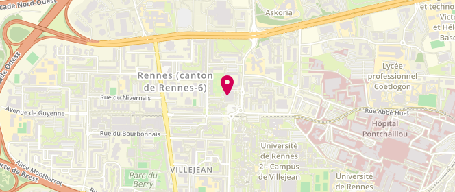 Plan de Piscine municipale Villejean, 1 Square d'Alsace, 35000 Rennes