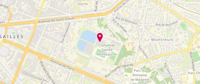 Plan de Piscine municipale Montbauron, 7 Rue Léon Gatin, 78000 Versailles