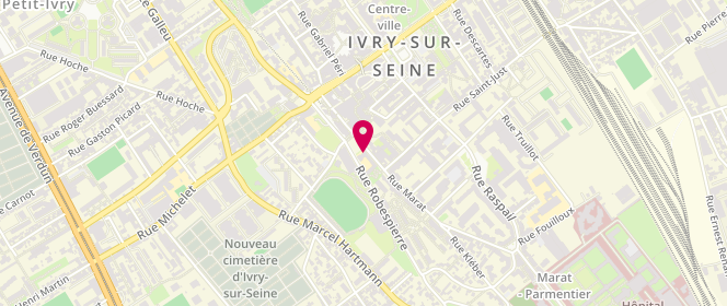 Plan de Piscine Robespierre, 8 Rue Robespierre, 94200 Ivry-sur-Seine